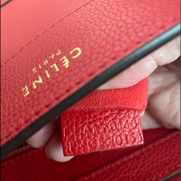 Authentic CELINE Micro Luggage Calfskin Red Coquelicot Excellent RECEIPT - Picture 16 of 17